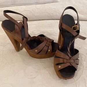 Aldo brown suede platform sandals 38